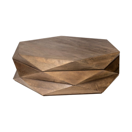 Arreto Hexagonal Hinged Solid Wood Top and Base Coffee Table by Mercana at Eve Furniture