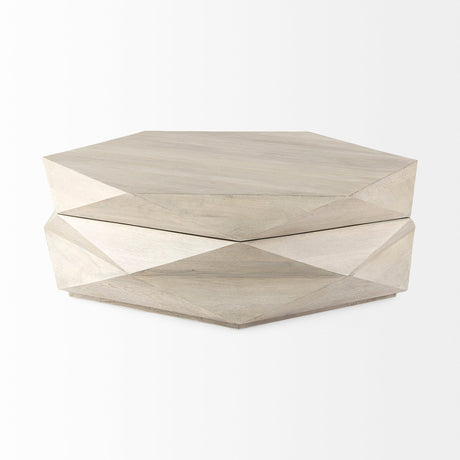 Arreto Natural Solid Wood Hexagonal Storage Coffee Table by Mercana at Eve Furniture