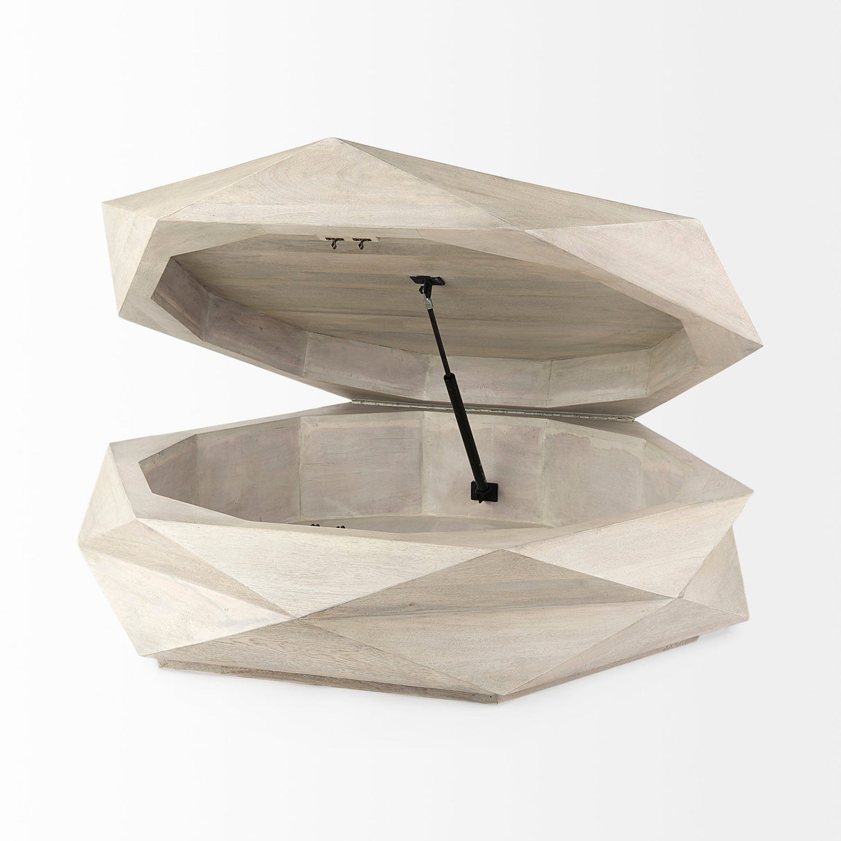 Arreto Natural Solid Wood Hexagonal Storage Coffee Table by Mercana at Eve Furniture