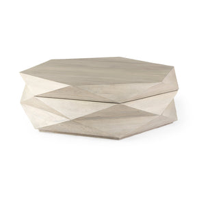 Arreto Natural Solid Wood Hexagonal Storage Coffee Table by Mercana at Eve Furniture