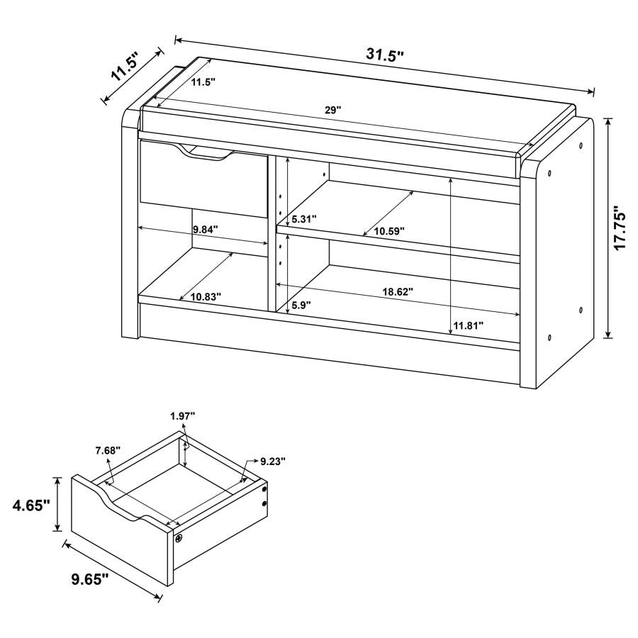 Arrington Black Storage Bench by Coaster at Eve Furniture