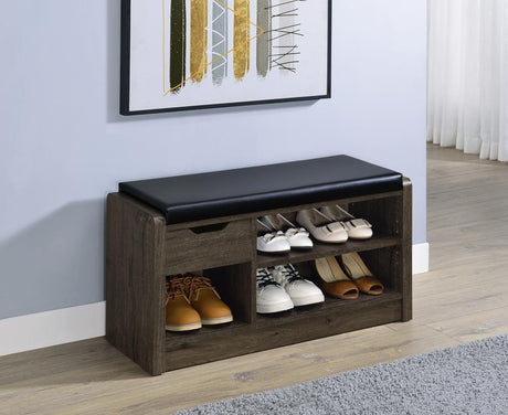Arrington Smoked Oak Storage Bench by Coaster at Eve Furniture