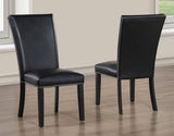 Artemis 5-Piece 70″ Rect Gray Marble Table, Black Finish w/4 Black Vegan Leather Chairs by Steve Silver at Eve Furniture