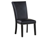 Artemis 5 Piece 70″ Rect White Marble Table, Black Finish w/4 Black Vegan Leather Chairs by Steve Silver at Eve Furniture