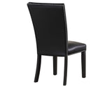 Artemis 5 Piece 70″ Rect White Marble Table, Black Finish w/4 Black Vegan Leather Chairs by Steve Silver at Eve Furniture