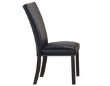 Artemis 5 Piece 70″ Rect White Marble Table, Black Finish w/4 Black Vegan Leather Chairs by Steve Silver at Eve Furniture