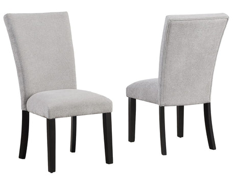 Artemis 5 Piece 70″ Rect White Marble Table, Black Finish w/4 Gray Chenille Chairs by Steve Silver at Eve Furniture