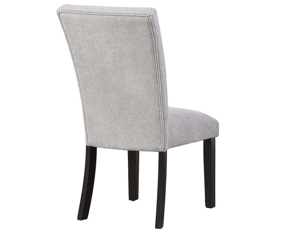 Artemis 5 Piece 70″ Rect White Marble Table, Black Finish w/4 Gray Chenille Chairs by Steve Silver at Eve Furniture
