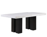 Artemis 5 Piece 70″ Rect White Marble Table, Black Finish w/4 Gray Chenille Chairs by Steve Silver at Eve Furniture