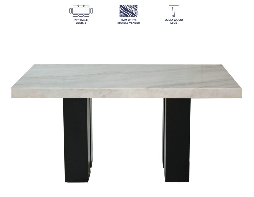 Artemis 5 Piece 70″ Rect White Marble Table, Black Finish w/4 Gray Chenille Chairs by Steve Silver at Eve Furniture