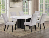 Artemis 5 Piece 70″ Rect White Marble Table, Black Finish w/4 Gray Chenille Chairs by Steve Silver at Eve Furniture