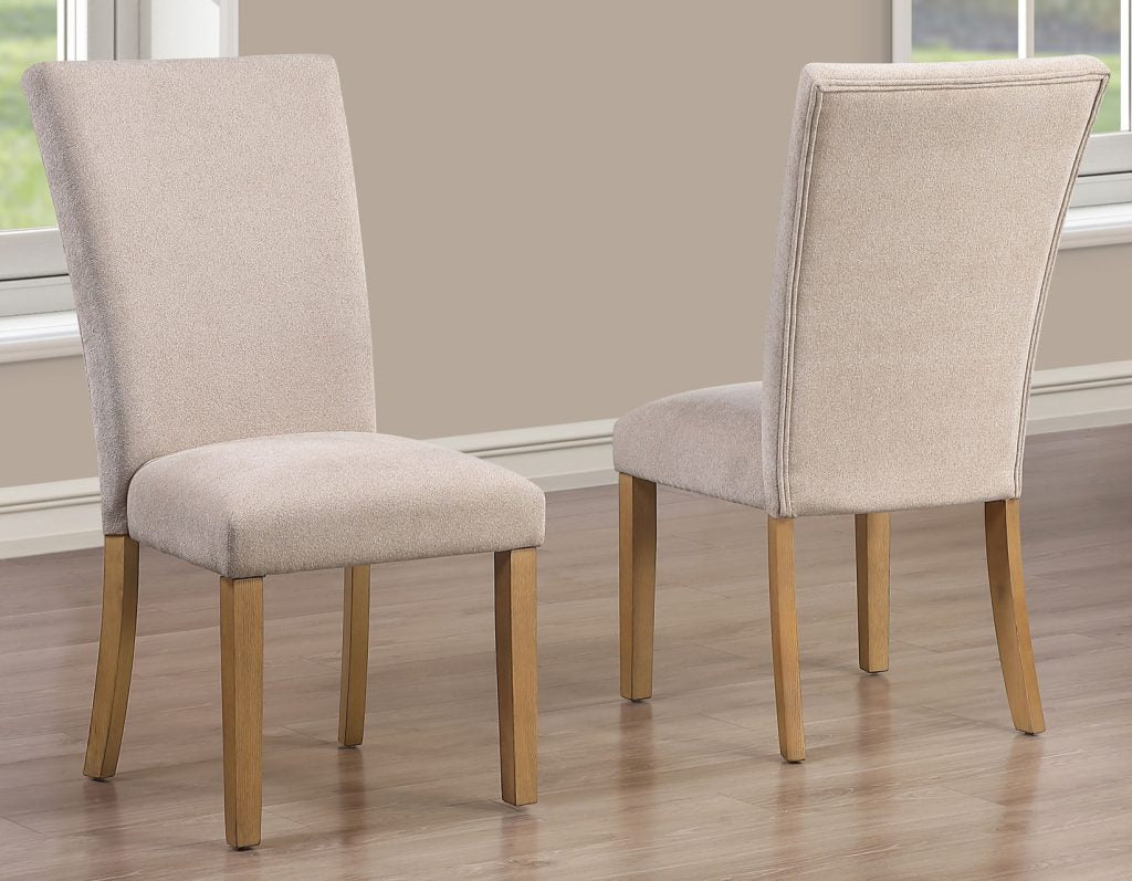 Artemis 5 Piece 70″ Rect White Marble Table, Tan Finish w/4 Beige Chenille Chairs by Steve Silver at Eve Furniture