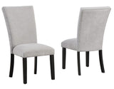 Artemis 5 Piece 70″ Rectangular Gray Marble Table, Black Finish with 4 Gray Chenille Chairs by Steve Silver at Eve Furniture