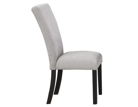 Artemis 5 Piece 70″ Rectangular Gray Marble Table, Black Finish with 4 Gray Chenille Chairs by Steve Silver at Eve Furniture