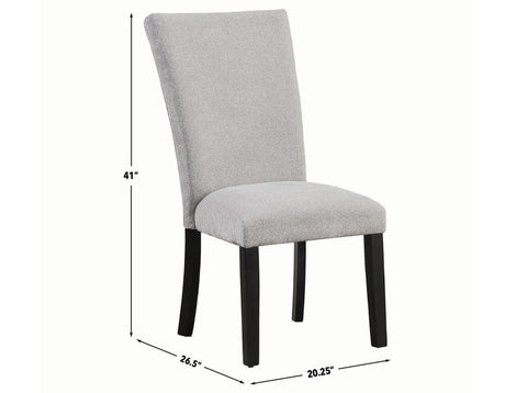 Artemis 5 Piece 70″ Rectangular Gray Marble Table, Black Finish with 4 Gray Chenille Chairs by Steve Silver at Eve Furniture