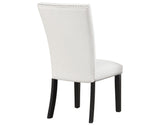 Artemis 5-Piece Dining Room Set 70″ Rect Gray Marble Table, Black Finish w/4 White Vegan Leather Chairs by Steve Silver at Eve Furniture