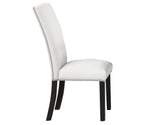 Artemis 5-Piece Dining Room Set 70″ Rect Gray Marble Table, Black Finish w/4 White Vegan Leather Chairs by Steve Silver at Eve Furniture