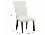 Artemis 5-Piece Dining Room Set 70″ Rect Gray Marble Table, Black Finish w/4 White Vegan Leather Chairs by Steve Silver at Eve Furniture