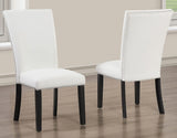 Artemis 5-Piece Dining Room Set 70″ Rect Gray Marble Table, Black Finish w/4 White Vegan Leather Chairs by Steve Silver at Eve Furniture