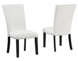 Artemis 5-Piece Dining Room Set 70″ Rect Gray Marble Table, Black Finish w/4 White Vegan Leather Chairs by Steve Silver at Eve Furniture