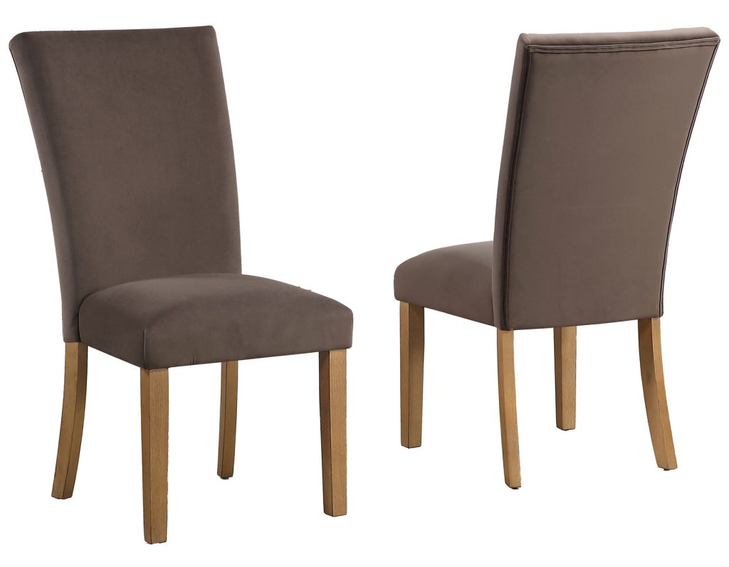 Artemis 70″ Rect White Marble Table, Tan Finish with 4 Brown Velvet Chairs by Steve Silver at Eve Furniture