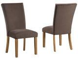 Artemis 70″ Rect White Marble Table, Tan Finish with 4 Brown Velvet Chairs by Steve Silver at Eve Furniture