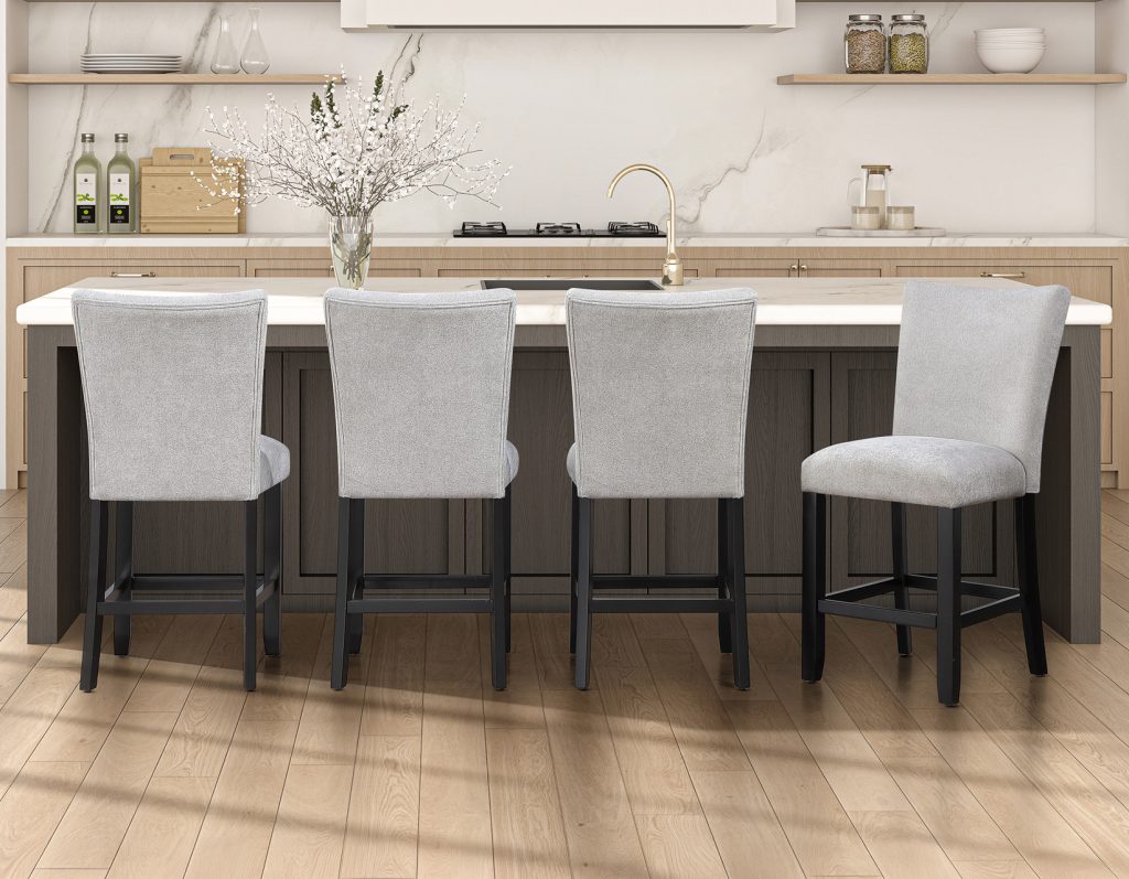 Artemis Gray Chenille Velvet 24″ Counter Stool by Steve Silver at Eve Furniture