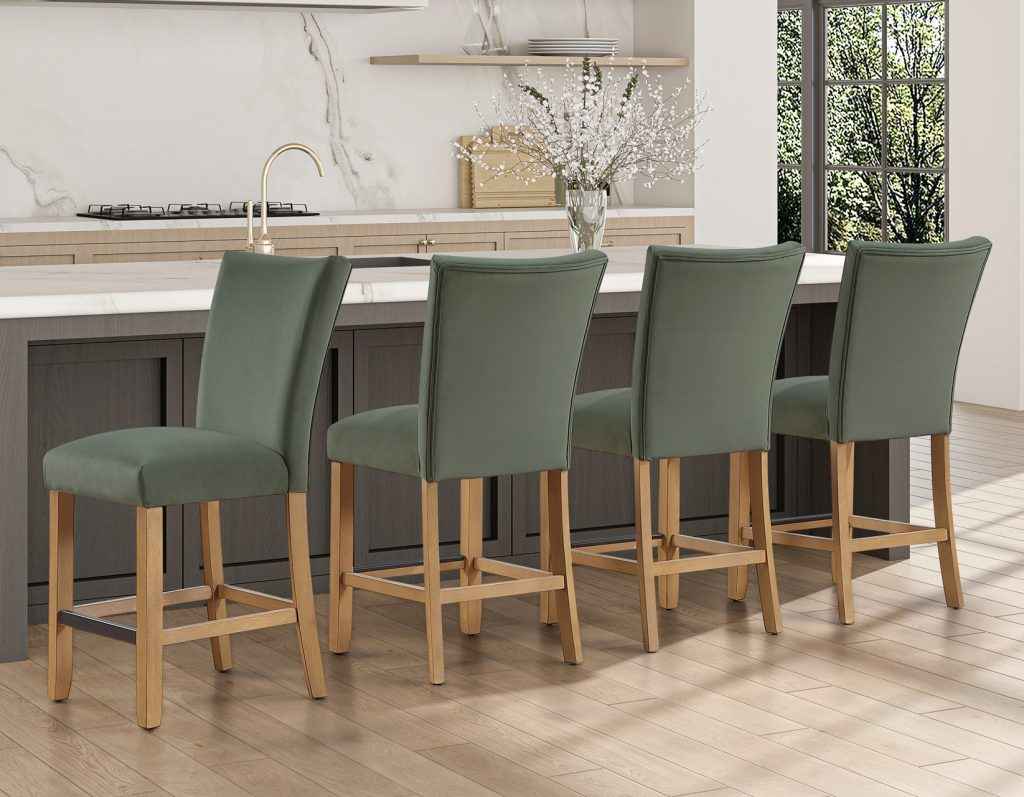 Artemis Green Velvet 24″ Counter Stool by Steve Silver at Eve Furniture