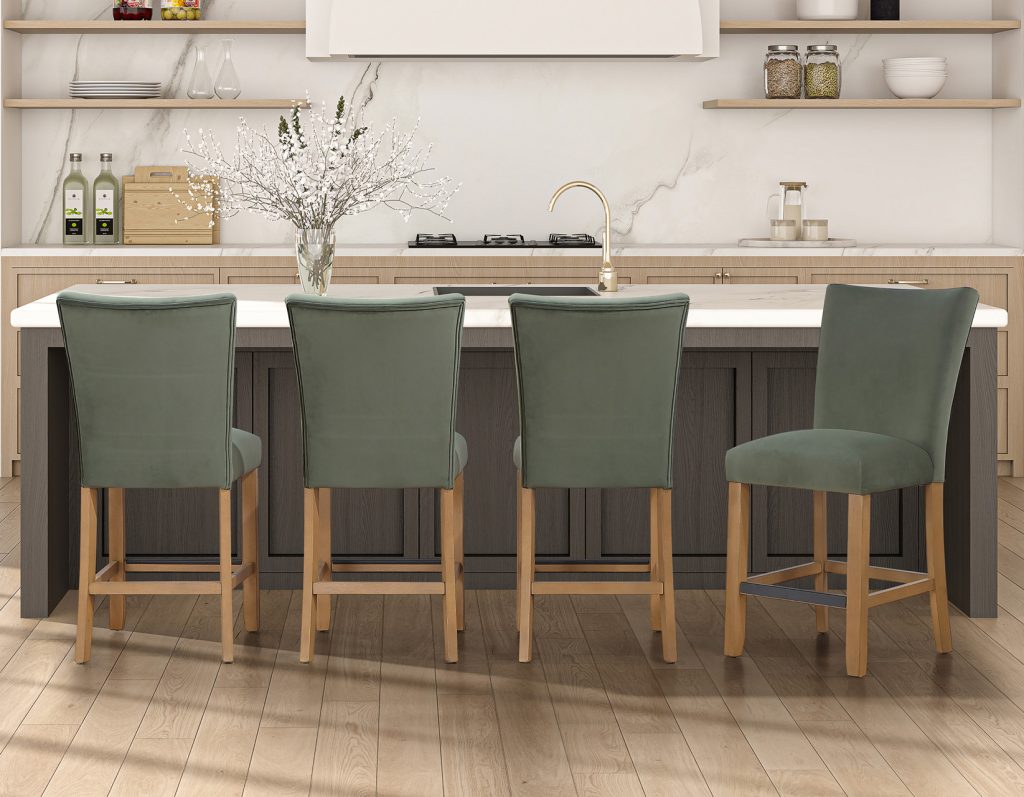 Artemis Green Velvet 24″ Counter Stool by Steve Silver at Eve Furniture