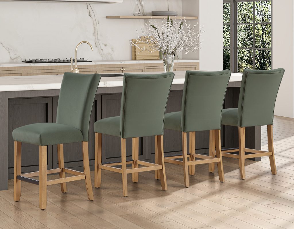 Artemis Green Velvet 24″ Counter Stool by Steve Silver at Eve Furniture
