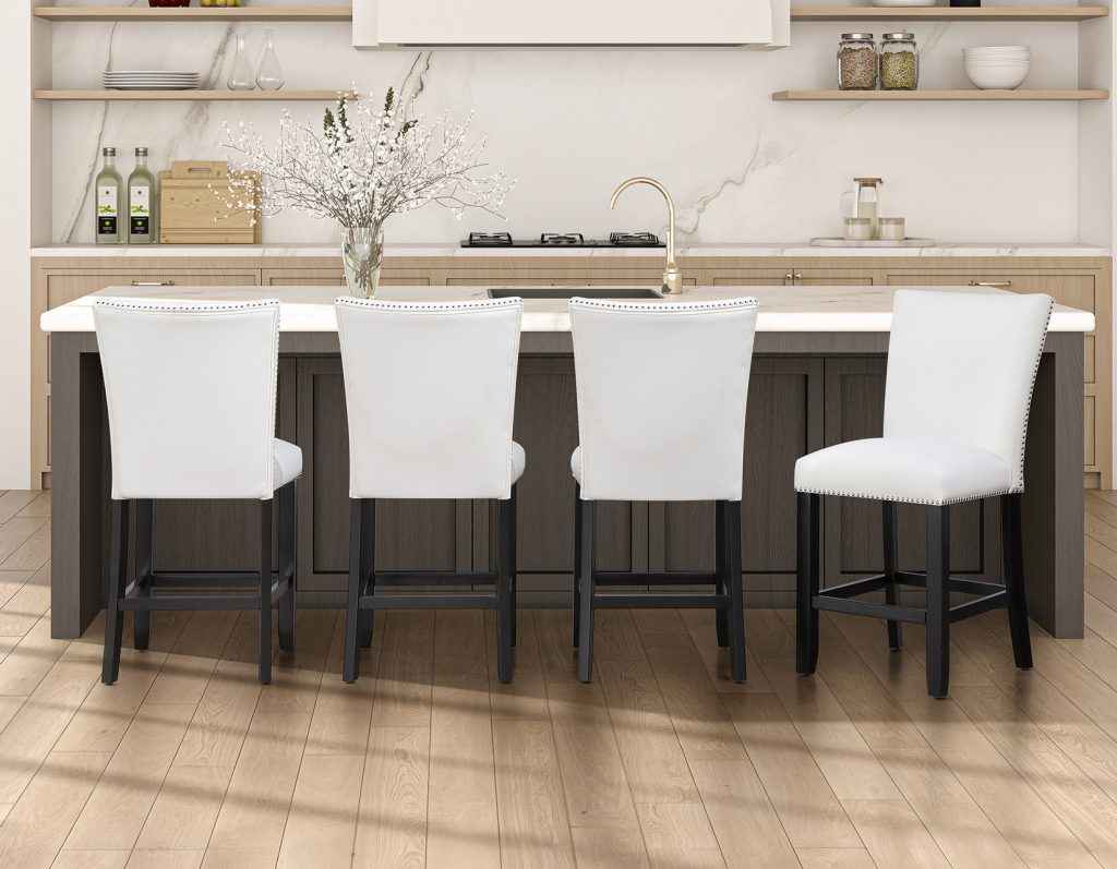 Artemis White Vegan Leather 24″ Counter Stool by Steve Silver at Eve Furniture