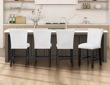 Artemis White Vegan Leather 24″ Counter Stool by Steve Silver at Eve Furniture