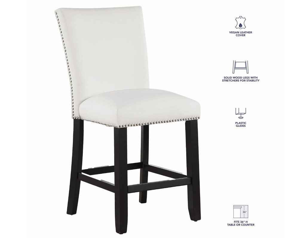 Artemis White Vegan Leather 24″ Counter Stool by Steve Silver at Eve Furniture