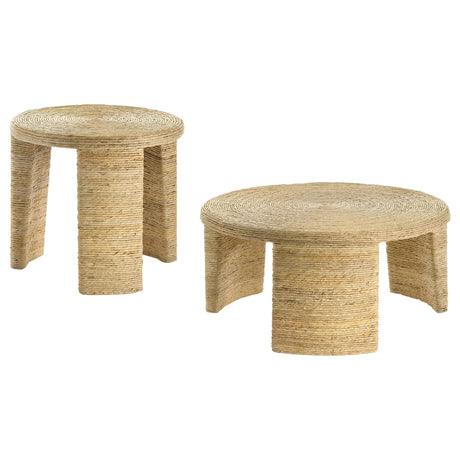 Artina Natural 2-Piece Rattan Coffee and End Table Set by Coaster at Eve Furniture