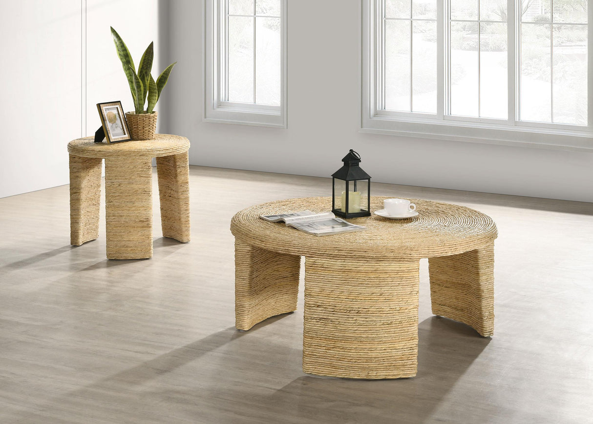 Artina Natural 2-Piece Rattan Coffee and End Table Set by Coaster at Eve Furniture