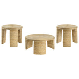 Artina Natural 3-Piece Rattan Coffee and End Table Set by Coaster at Eve Furniture