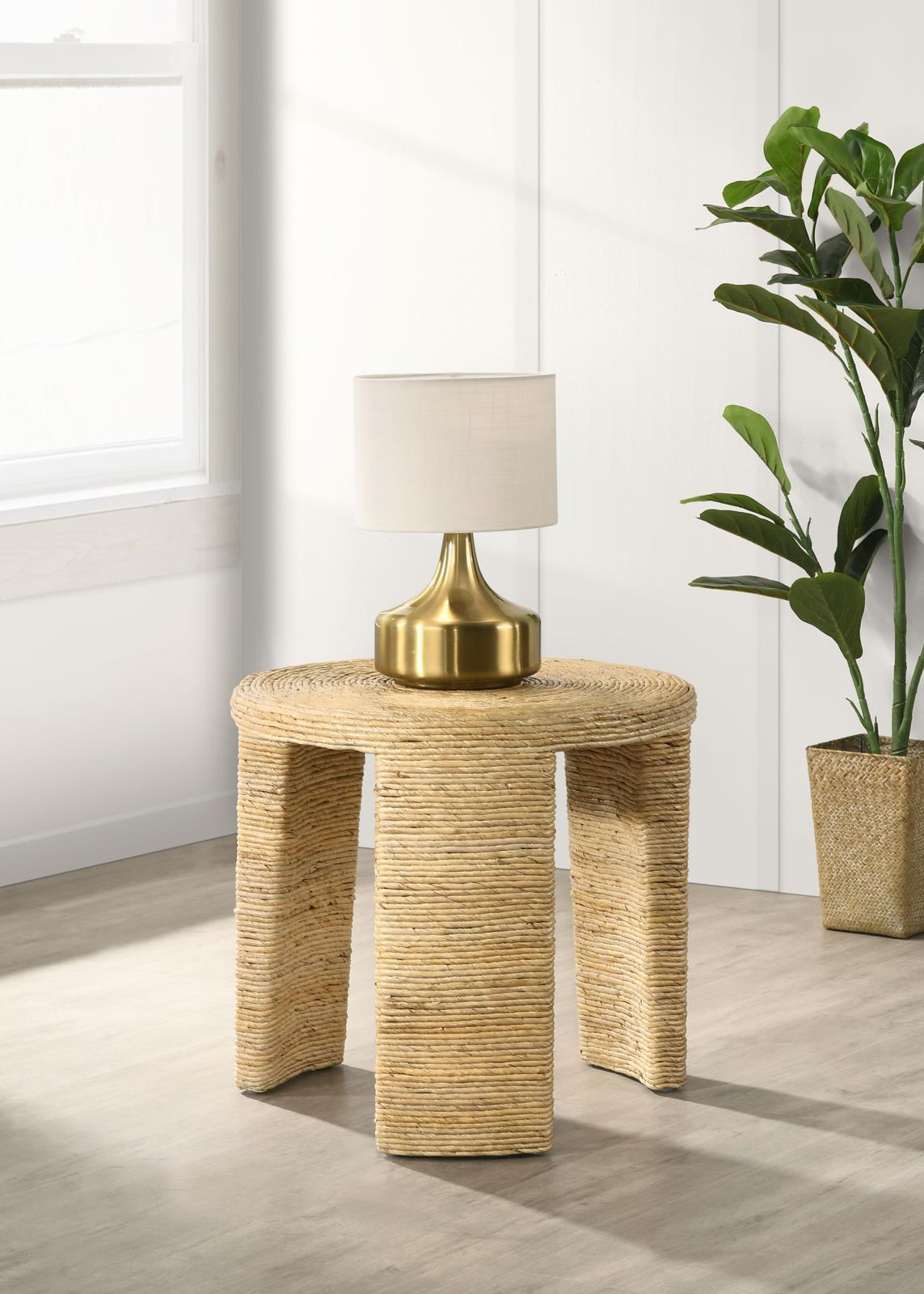 Artina Natural Brown Woven Rattan Round End Table by Coaster at Eve Furniture
