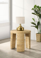 Artina Natural Brown Woven Rattan Round End Table by Coaster at Eve Furniture