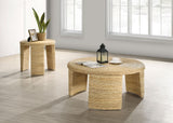 Artina Natural Brown Woven Rattan Round End Table by Coaster at Eve Furniture