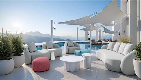 Aruz Red Outdoor Ottoman by Zuomod at Eve Furniture