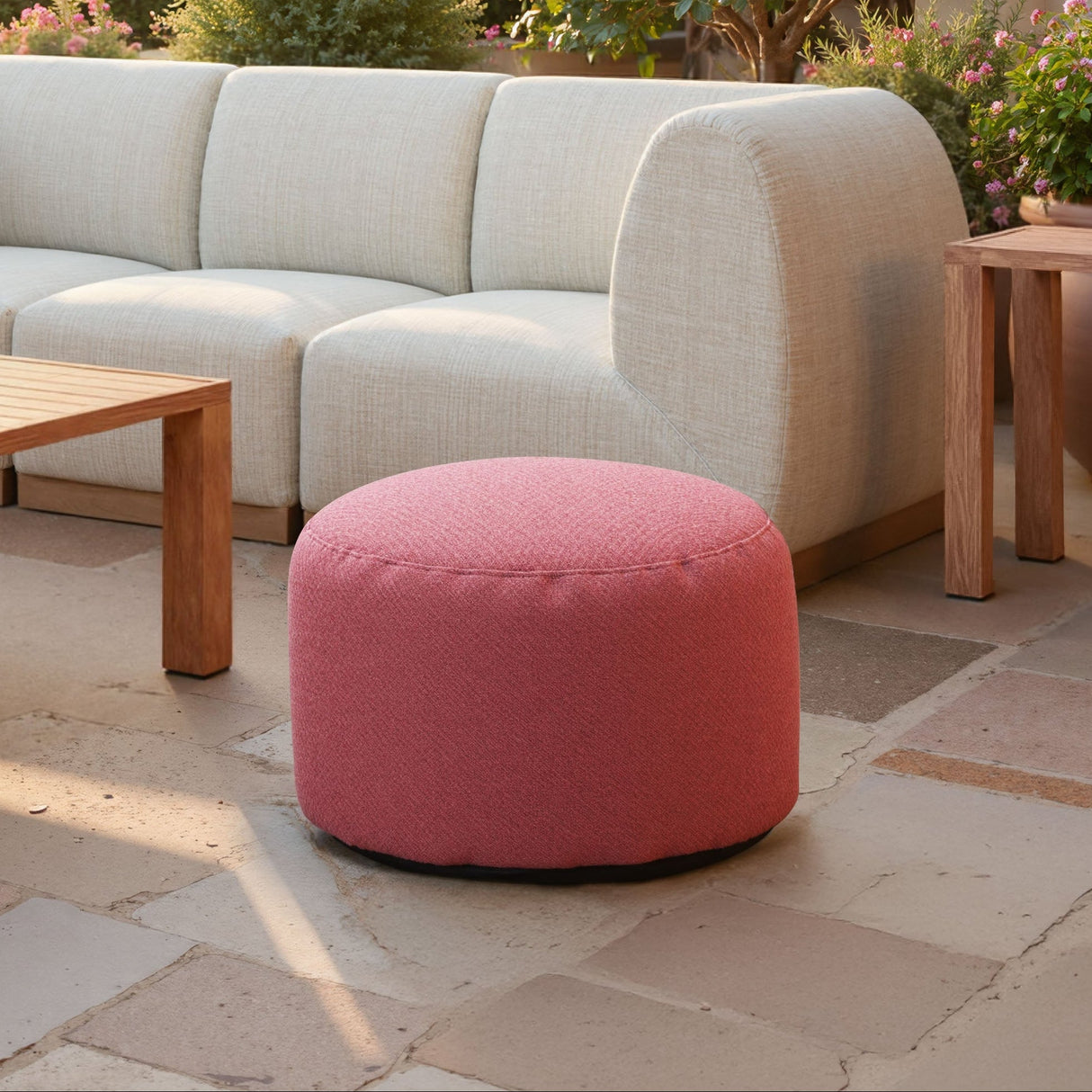 Aruz Red Outdoor Ottoman by Zuomod at Eve Furniture