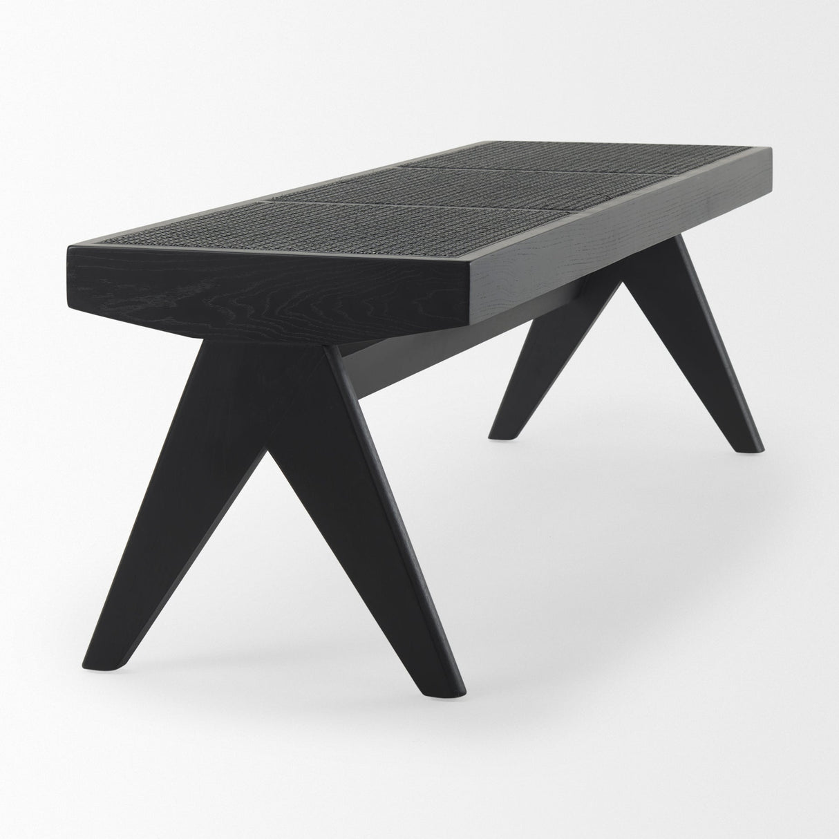 Arvin 59.1L x 17.7W x 18.1H Black Wooden Bench by Mercana at Eve Furniture