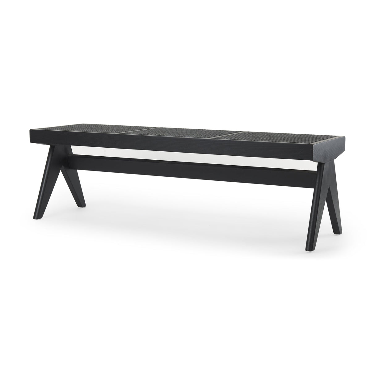 Arvin 59.1L x 17.7W x 18.1H Black Wooden Bench by Mercana at Eve Furniture