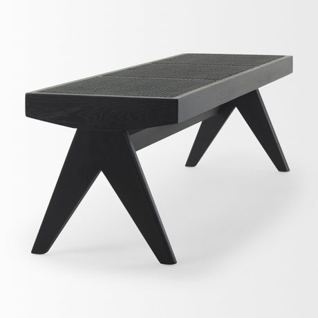 Arvin Black Wooden Bench by Mercana at Eve Furniture