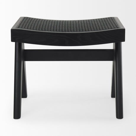 Arvin Black Wooden Stool by Mercana at Eve Furniture