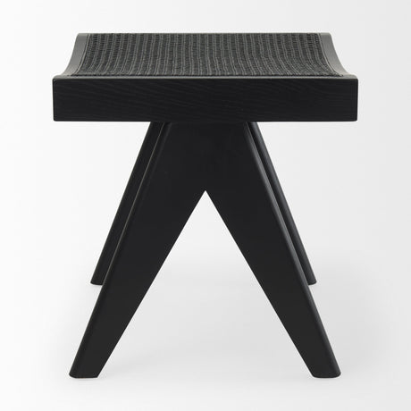 Arvin Black Wooden Stool by Mercana at Eve Furniture