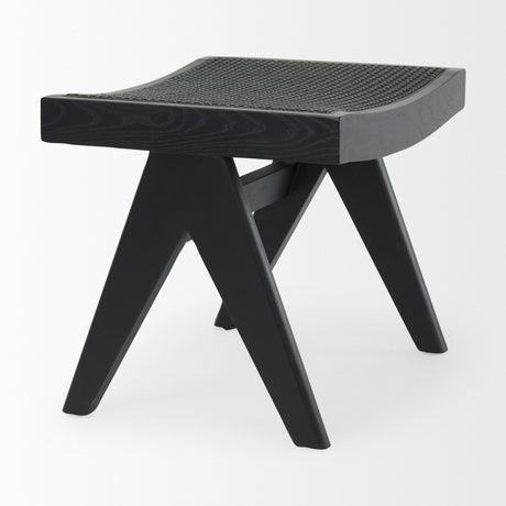 Arvin Black Wooden Stool by Mercana at Eve Furniture