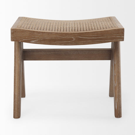 Arvin Medium Brown Wooden Stool by Mercana at Eve Furniture