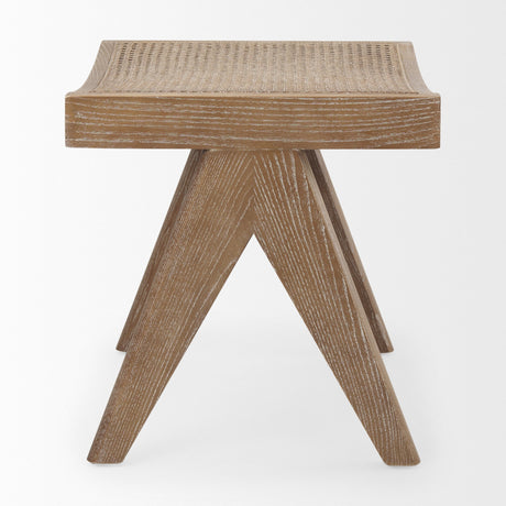 Arvin Medium Brown Wooden Stool by Mercana at Eve Furniture