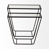 Arya (Set of 2) Black Rectangular Glass Top Iron Frame Accent Table by Mercana at Eve Furniture